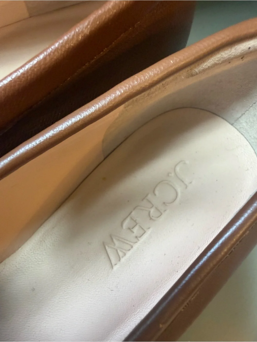 J Crew 9 Ruched Leather Loafer Saddle Camel Quiet Luxury Office Preppy Classic